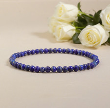 4mm Lapis Lazuli Stretch Bracelet Deep Blue Healing Stone Minimalist Bracelet