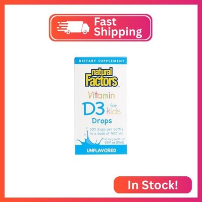 Natural Factors, Vitamin D3 Drops 400 IU (10 mcg) for Kids, Supports Strong Bone