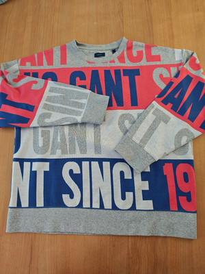 GANT   Sweater    Gr. XL   grau-blau-rosa    Achselweite 60cm    TOP