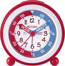 NEW TIKKERS TIME TEACHER RED ALARM CLOCK , SILENT MOVEMENT, LED LIGHT, ALARM