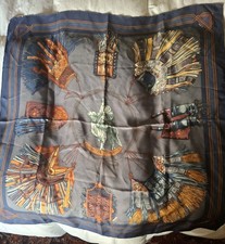 35" Sq. Silk Twill Hand Rolled Hermes Scarf Paris Cuirs Du Desert