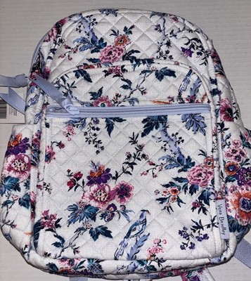 NWT Vera Bradley Cotton Small Backpack Bag Magnifique Floral Flowers Birds