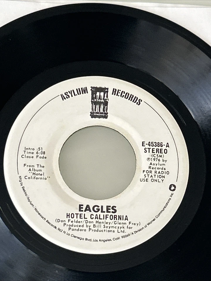 EAGLES Hotel California ASYLUM 45386 PROMO 45 Mono/Stereo WHITE LABEL - Image 2 of 4