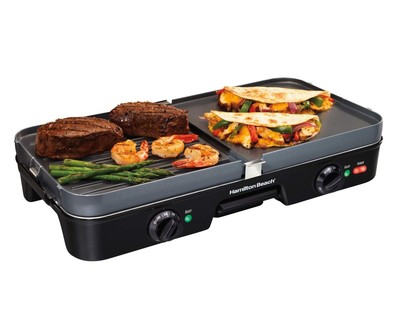 Hamilton Beach 3-in-1 Electric Indoor Grill + Griddle, 8-Serving, Reversible ...