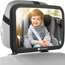 Baby Car Seat Mirror, Wide View, Shatterproof Matte Black