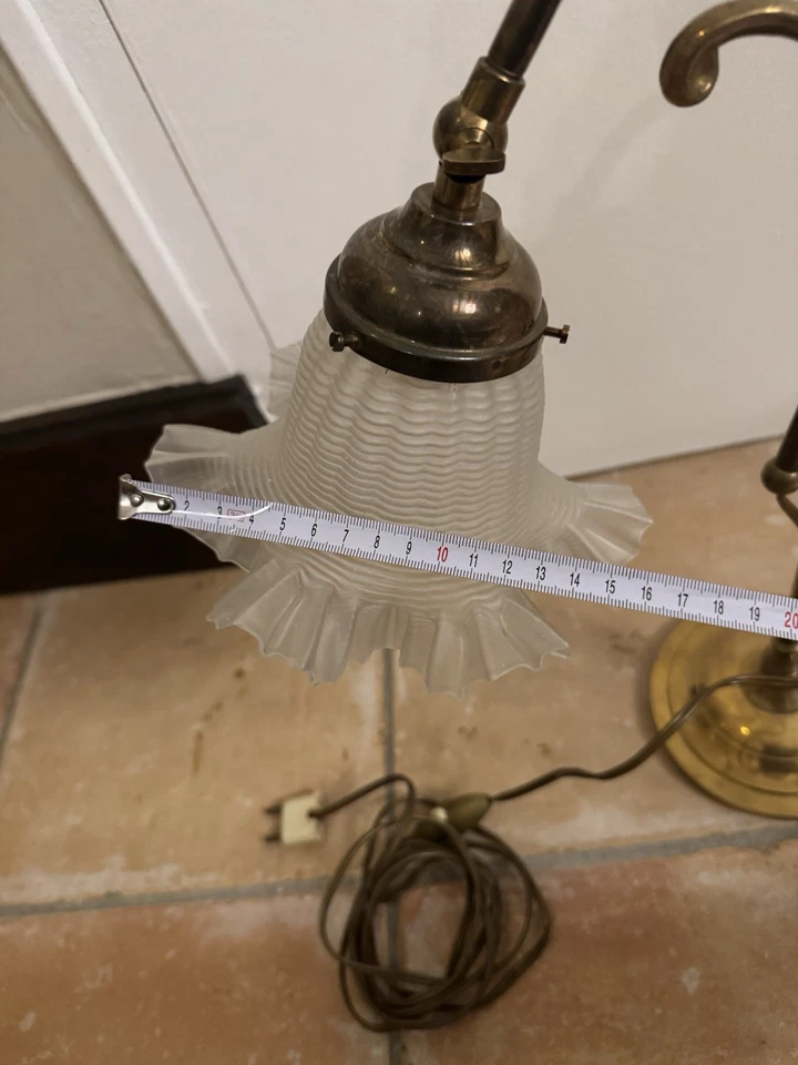 Lampe Art Deco Doré Tulipe Pâte de Verre. ancienne laiton ? - Photo 3/4