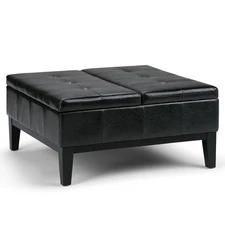 SIMPLIHOME Dover 36 inch Wide Square Coffee Table Lift Storage Ottoman,