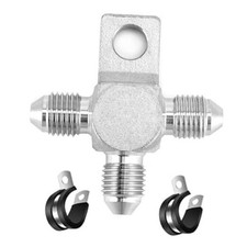 Stainless Steel 3an Male Brake Line Tee With Mounting Tab - Block Fitting Stainless Steel 3an Male Brake Line Tee With Mounting Tab - Block Fitting