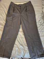 Vintage Unbranded Blue Dress Slacks 36x32 Pleated Excellent Condition