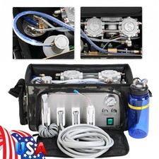 Portable Dental Delivery Unit +Air Compressor Suction System Mobile Bag 4H USA
