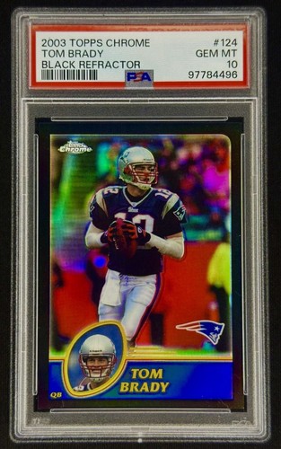 Tom Brady [Black Refractor] #124 2003 Topps Chrome card