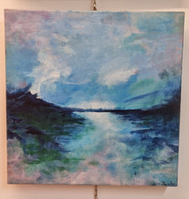Olio Su Tela spessa Marina Zambon 40x40 " Il fiume "