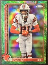2025 Topps Chrome Football Denzel Ward Green Leather /99 Cleveland Browns