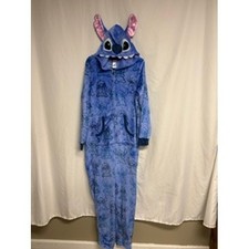 Disney Lilo Stitch Fleece Hooded Union Suit Pajamas One Piece Large Loungewear