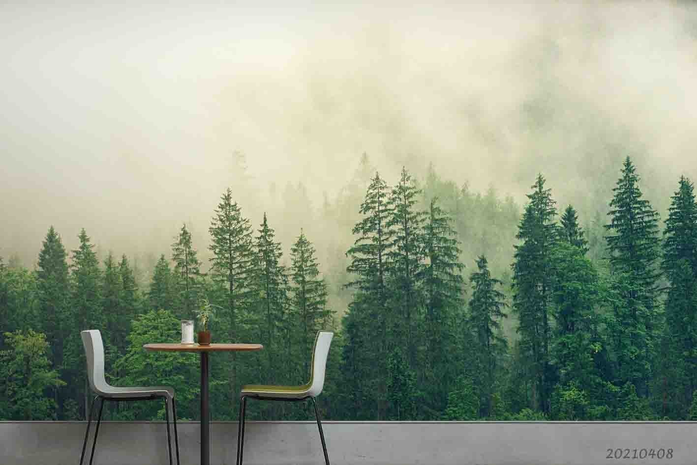 3D Forest Mist Landscape Wall Murals Wallpaper Murals Wall Sticker