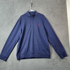 Polo Ralph Lauren Sweater Mens XL Navy Blue Quarter Zip Pullover Casual