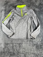 Under Armour Heatgear Top Youth Large Heather Gray Logo Quarter Zip Athletic