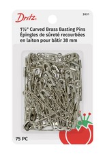 Dritz 3031 Curved Basting Safety Pins, Size 2, Nickel-Plated Brass 75-Count