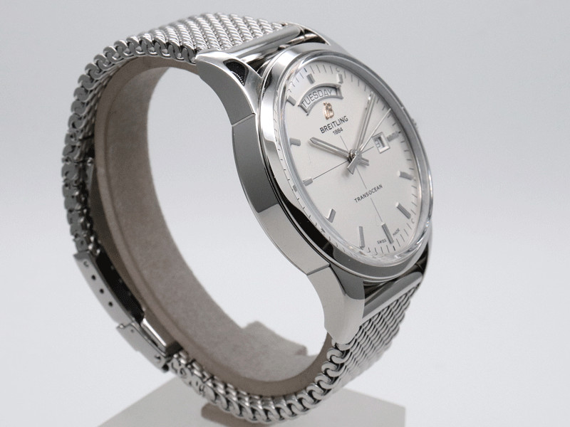Breitling Transocean Day Date A45310 Silver Automatic Polished Watch Box Paper image 3
