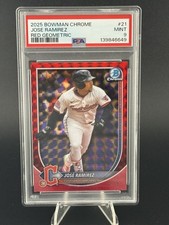 2025 Bowman Chrome JOSE RAMIREZ RED GEOMETRIC SN /5 Guardians PSA 9