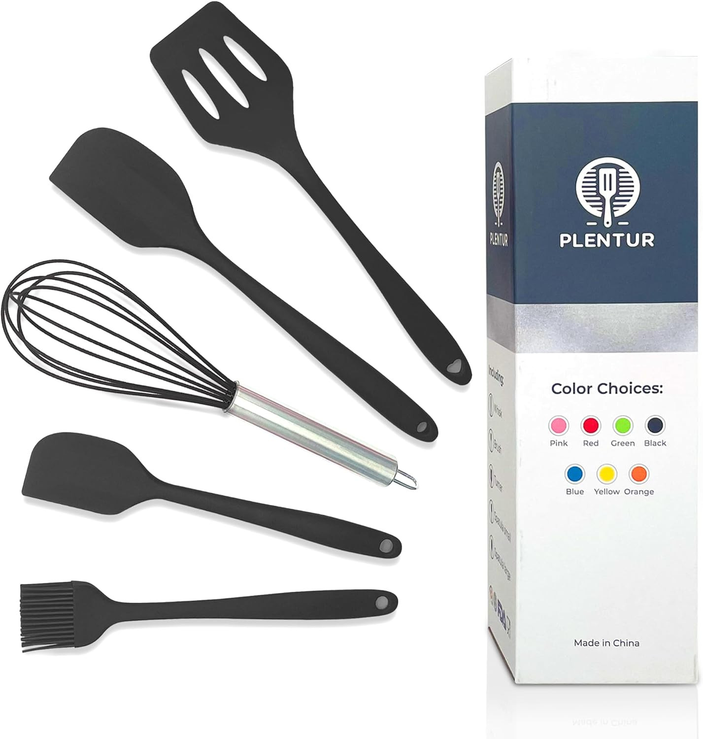Silicone Spatula Set Kitchen Utensil - Heat Resistant, Non Large, Black