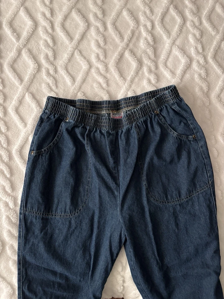 Pantalones informales de colección Haband azul cambray para dama bolsillo tiro alto LP Foto 3 de 4