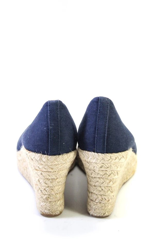 J Crew 女式海军蓝帆布鞋厚底楔形高跟鞋 7 码 — 第 3/4 张图片