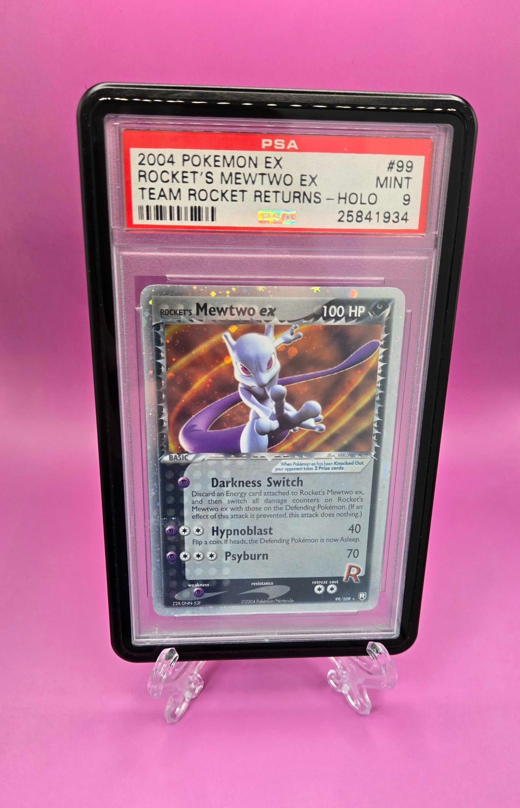 2004 Pokémon Team Rocket Returns Rocket’s Mewtwo ex #99 PSA 9 Mint Holo