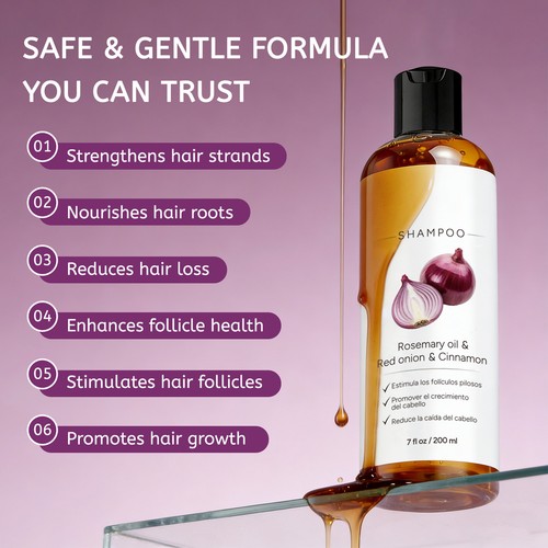 Rosemary Oil & Red Onion & Cinnamon Shampoo For Thinning Hair, Growth, and Shine - Afbeelding 6 van 12