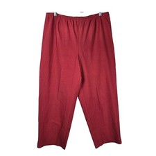 Eileen Fisher Coral Red Elastic Waist Pants 1X Cotton Blend Pull On Ankle Office