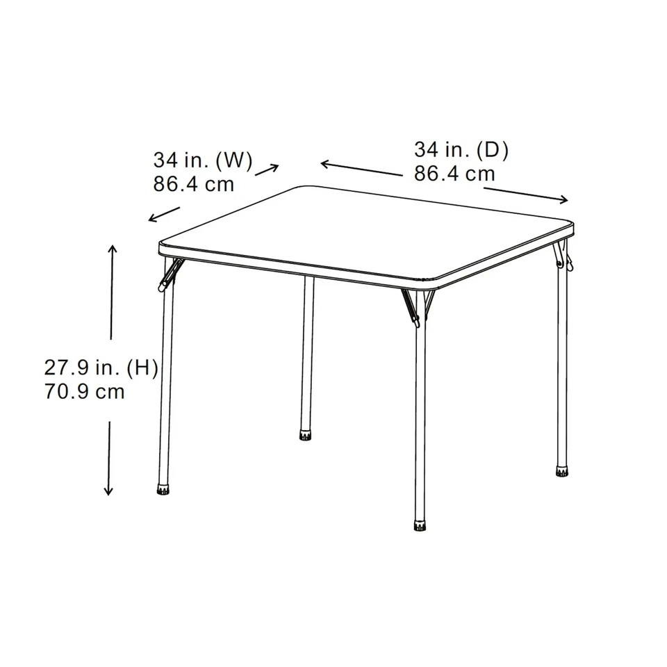 Mainstays 34inch Straight Top Folding Table, Card Table, Black - Image 3 of 4
