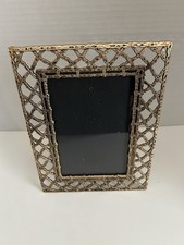 Gold Tone Metal Picture Frame VTG Intricate Ornate Filigree Intertwined Knot MCM