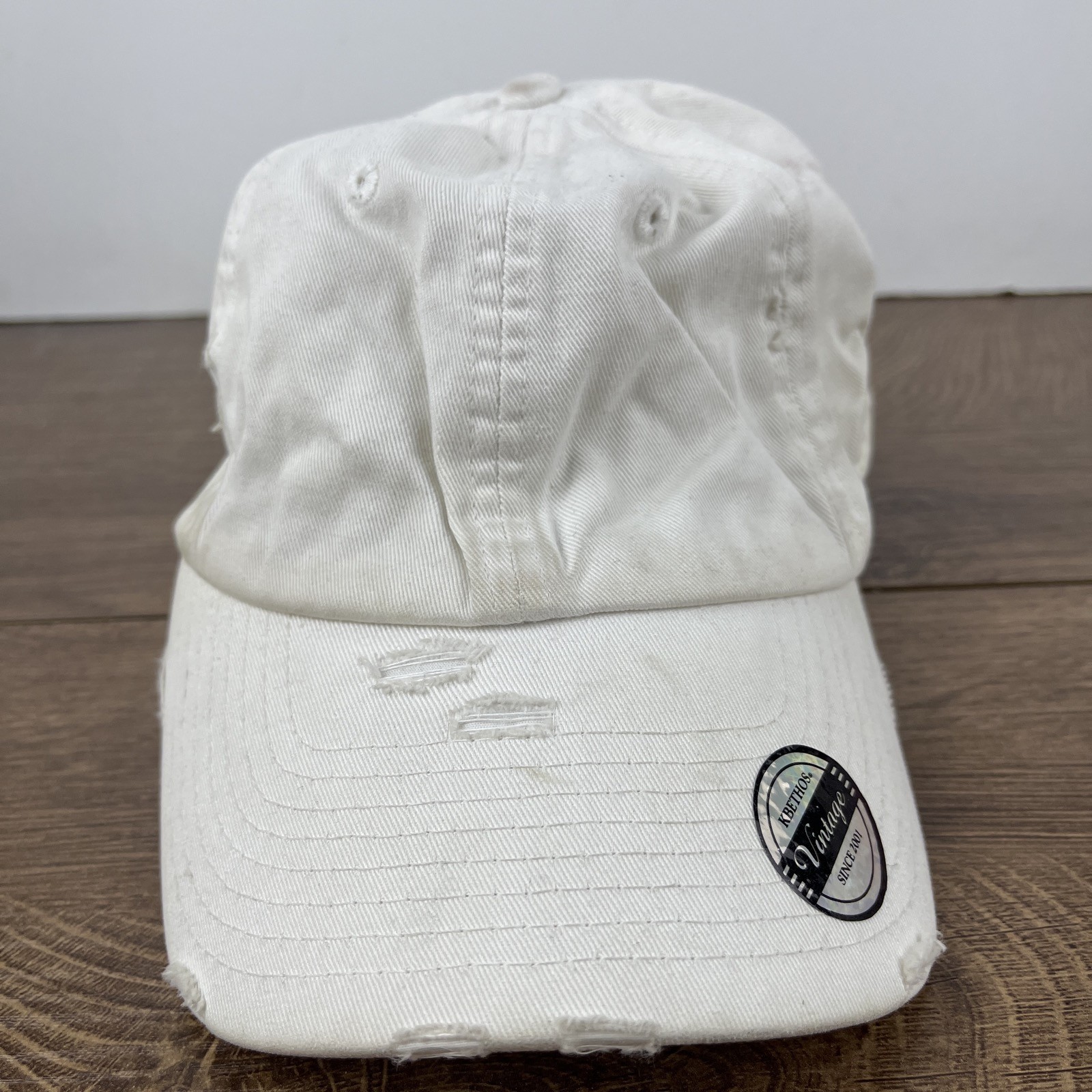Distressed White Hat Baseball Adjustable Baseball… - image 2