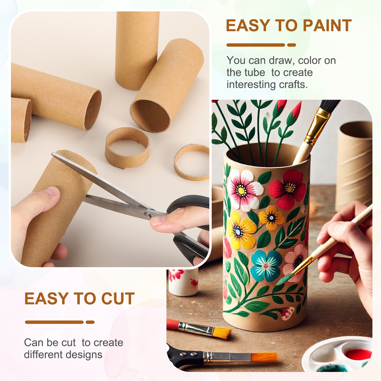 Cardboard Tubes Toilet Paper Rollers Bulk, Brown, 1.57 x 11.8, 12 Pcs