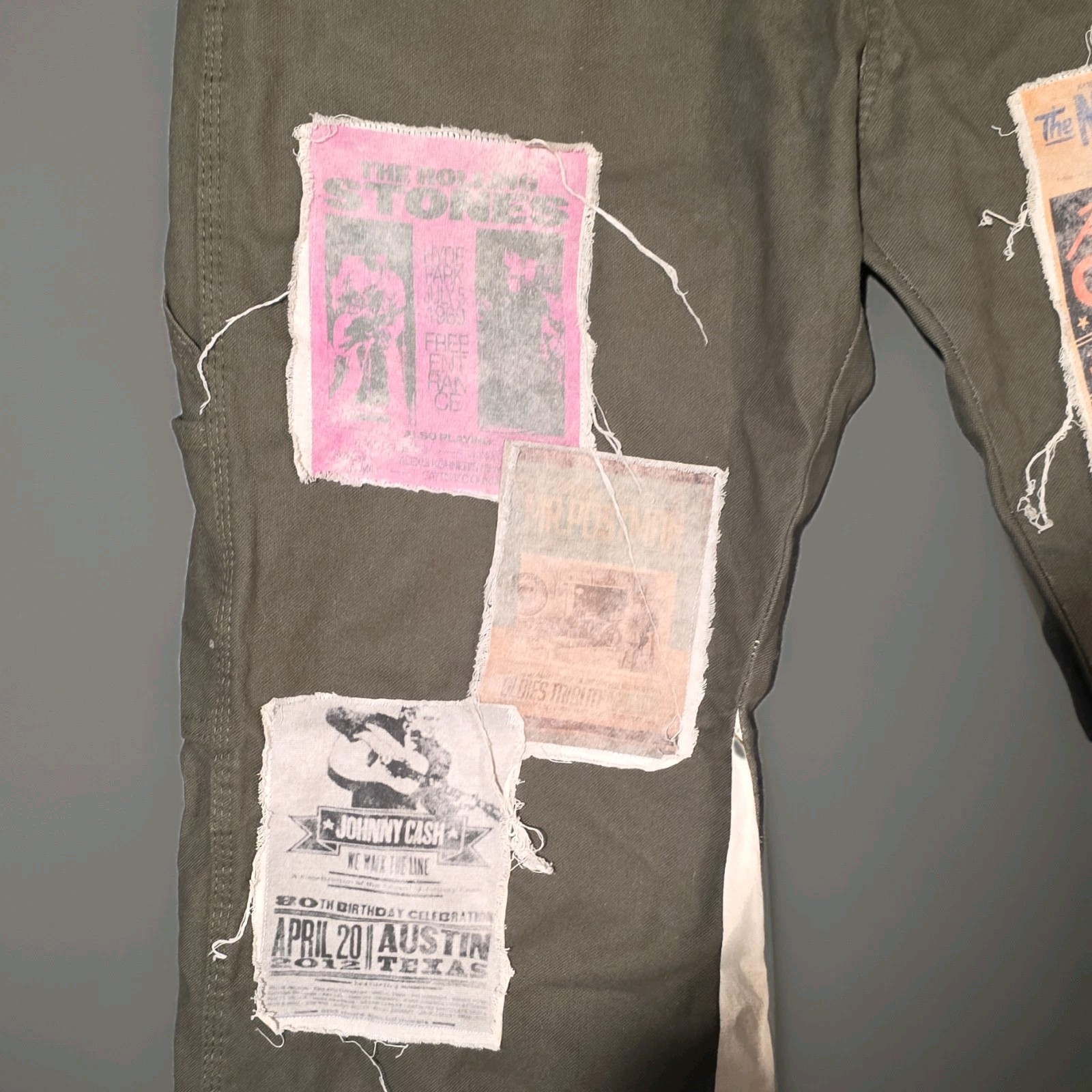 Dickies Olive Flared Pants Graphic Patch Cargo Po… - image 5