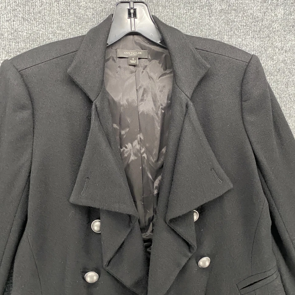 Ann Taylor Blazer Jacket Size 4 Wool Open Front Academia Preppy Office Classic Foto 2 de 4