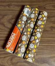 Vintage Con-Tact Retro Shelf Liner Drawer 3 Rolls NOS Brown Yellow Orange Floral