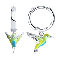 Ohrringe Silber 925 Emaille Ohrstecker Kolibri Echtschmuck