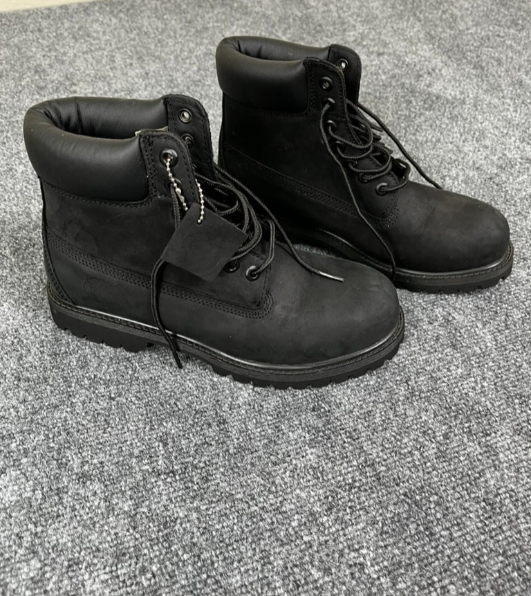 Timberland Premium 6" Waterproof Black Womens Nubuck Leather Boots Size 7.5M