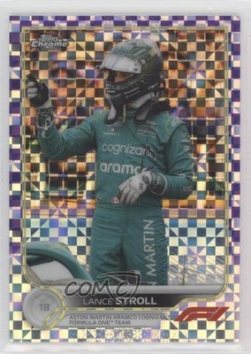 2022 Chrome Formula 1 F1 Racers Purple Checker Flag Refractor Lance Stroll 16c2