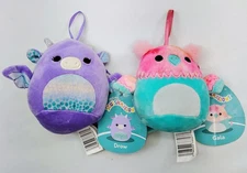 Squishmallows Christmas Ornaments 5" Lot Of 2 Drow the Dragon Gala the Griffin