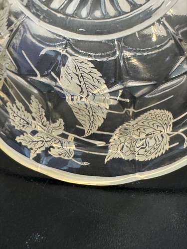 Vintage Cut Crystal Basket With Silver Overlay Leaf Design 8" Handle - Picture 9 of 14