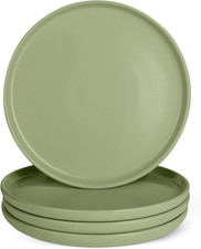 Glazed Stoneware Dinner Plates, Ceramic 4-Piece Set, Microwave
