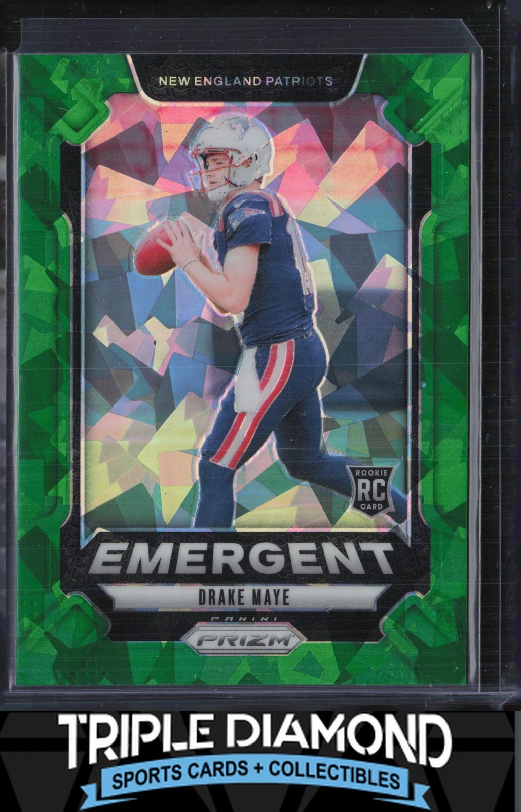 2024 Panini Prizm Drake Maye Rookie Emergent Green Ice Prizm Patriots U896