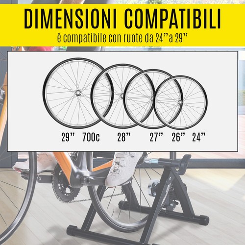RULLO BICI ALLENAMENTO INDOOR RESISTENZA MAGNETICA MOUNTAIN BIKE 24-29 CORSA 700 - Foto 11 di 13