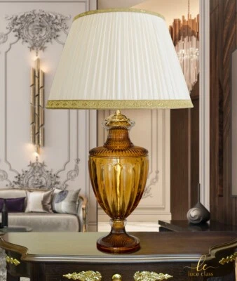 LUCECLASS Lampada da tavolo classica salotto grande elegante cristallo AMBRA con paralume