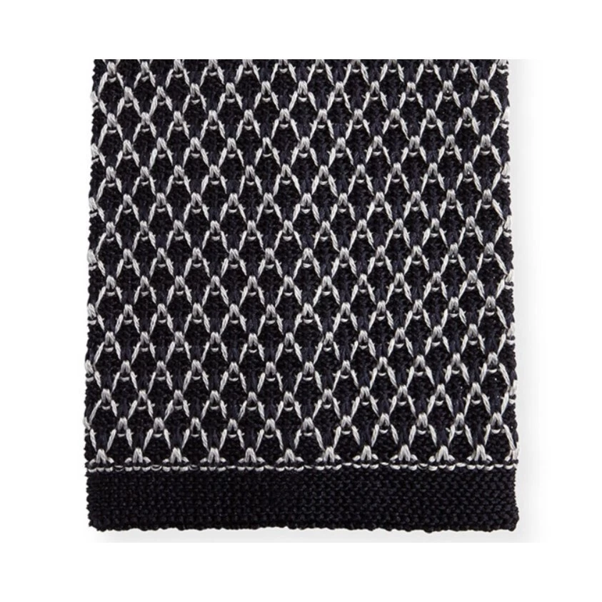 Corbata Tejida Tom Ford Azul Medianoche-Negro Mezcla Seda Geométrica Hecha en Italia Nueva Foto 4 de 4