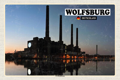 Holzschild 18x12 Wolfsburg VW-Kraftwerk Fluss Wand Deko Bar Kneipe Sammler Gesch