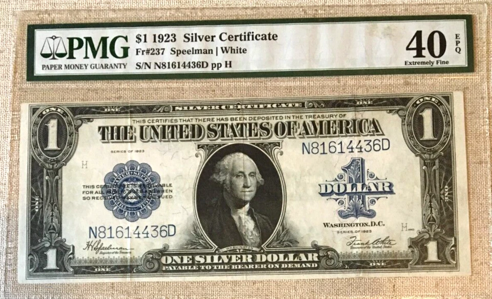 1923 $1 SILVER CERTIFICATE US LARGE NOTE PMG40 EPQ, EXTREMELY FINE 9342 - Image 2 of 4