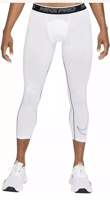 Nike Pro Men 3/4 Training Tights Dri-Fit Spandex White Small DD1919-100 New Tags